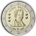 2 евро 2009 Бельгия, 200 лет со дня рождения Луи Брайля
